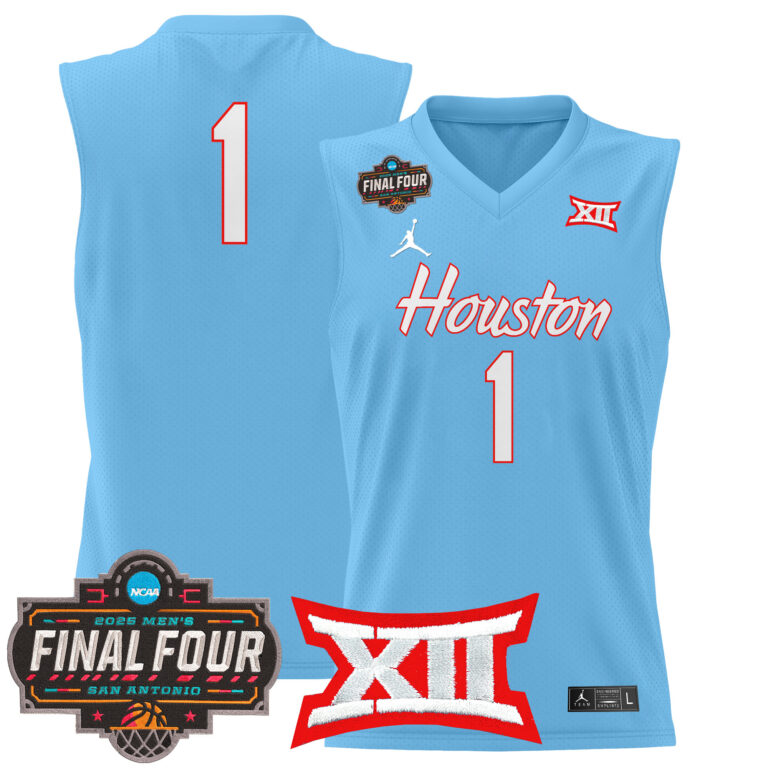 Men Houston Cougars #1 blue 2025 Final Four Patch NCAA Jersey